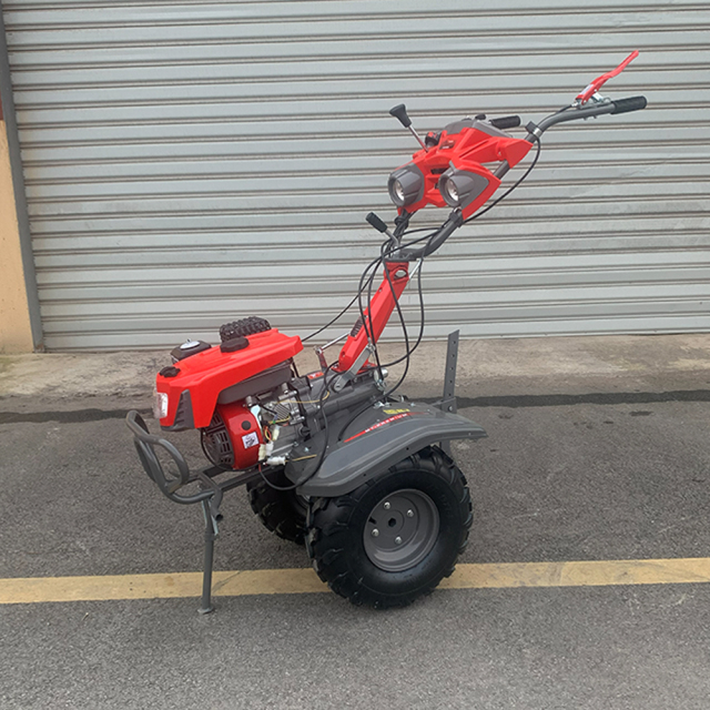 UPGRADED 12HP Gasoline Tiller Engine Cover With Light BIG Tire & Bumper Engine 190F 32mm Shaft