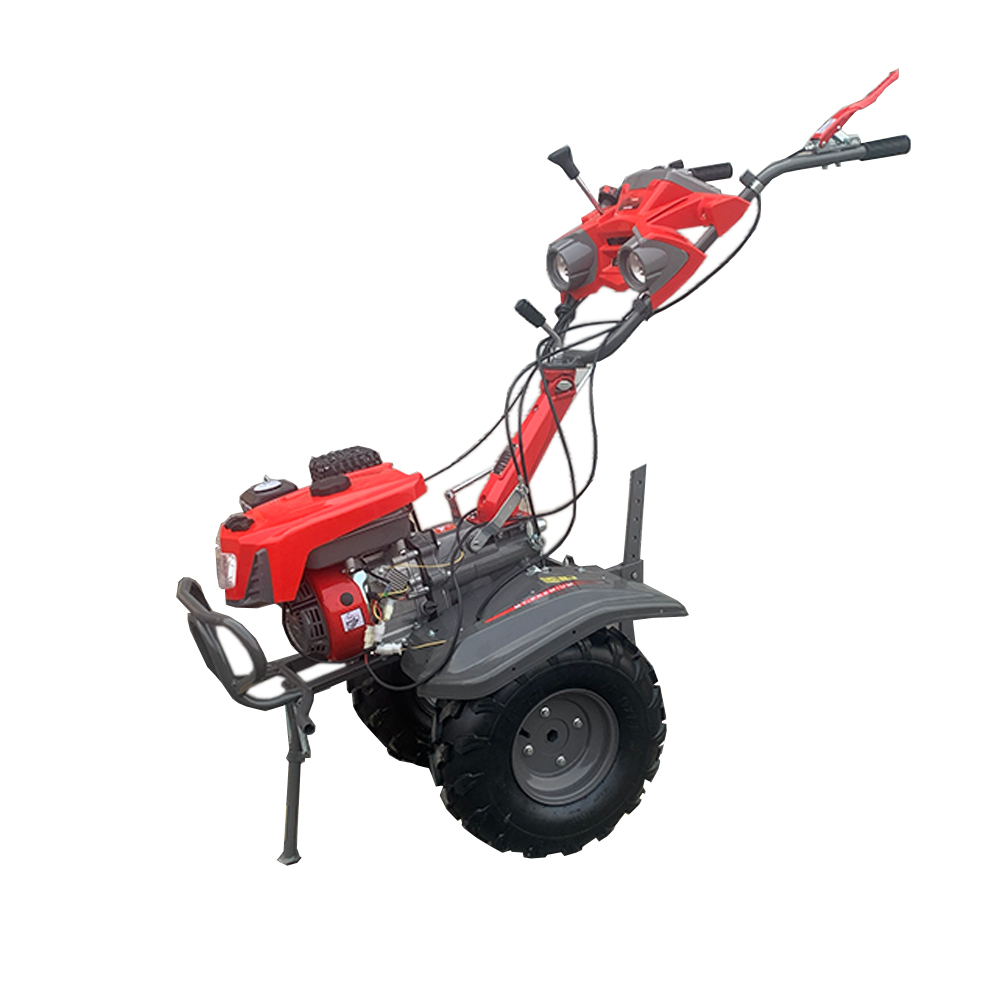 UPGRADED 7.5HP Gasoline Tiller Engine Cover With Light BIG Tire & Bumper Engine 170F 23mm Shaft