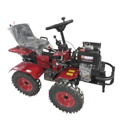 14HP Diesel 4WD Ride On Tiller Gear Type With Tire & Blade Engine 195F 32mm Shaft