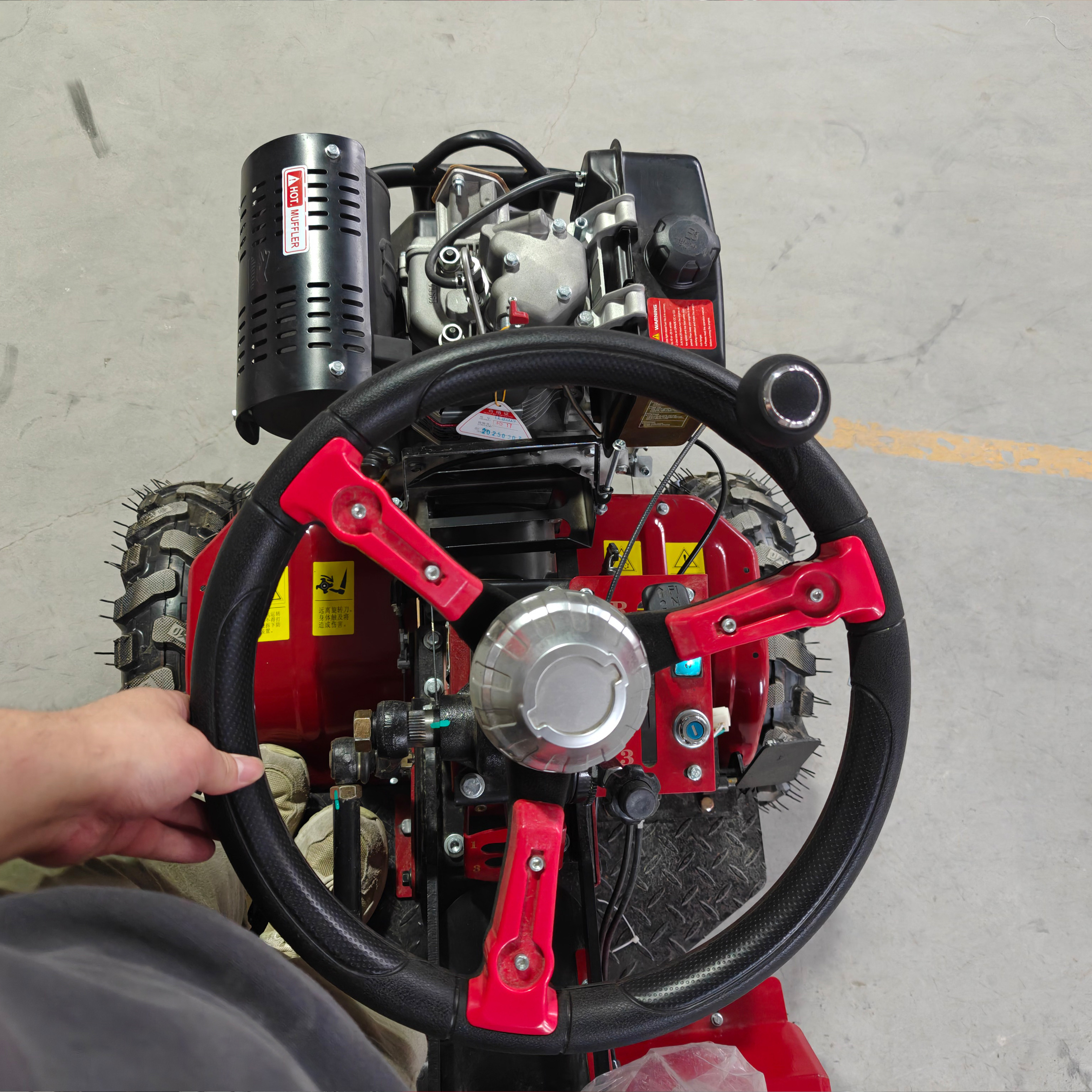 14HP Diesel 4WD Ride On Tiller Gear Type With Tire & Blade Engine 195F 32mm Shaft