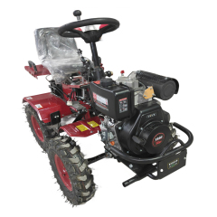 14HP Diesel 4WD Ride On Tiller Gear Type With Tire & Blade Engine 195F 32mm Shaft