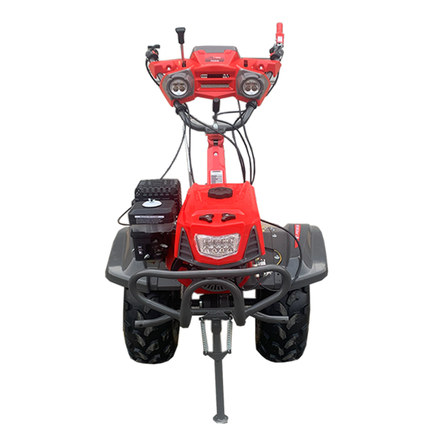 UPGRADED 12HP Gasoline Tiller Engine Cover With Light BIG Tire & Bumper Engine 190F 32mm Shaft