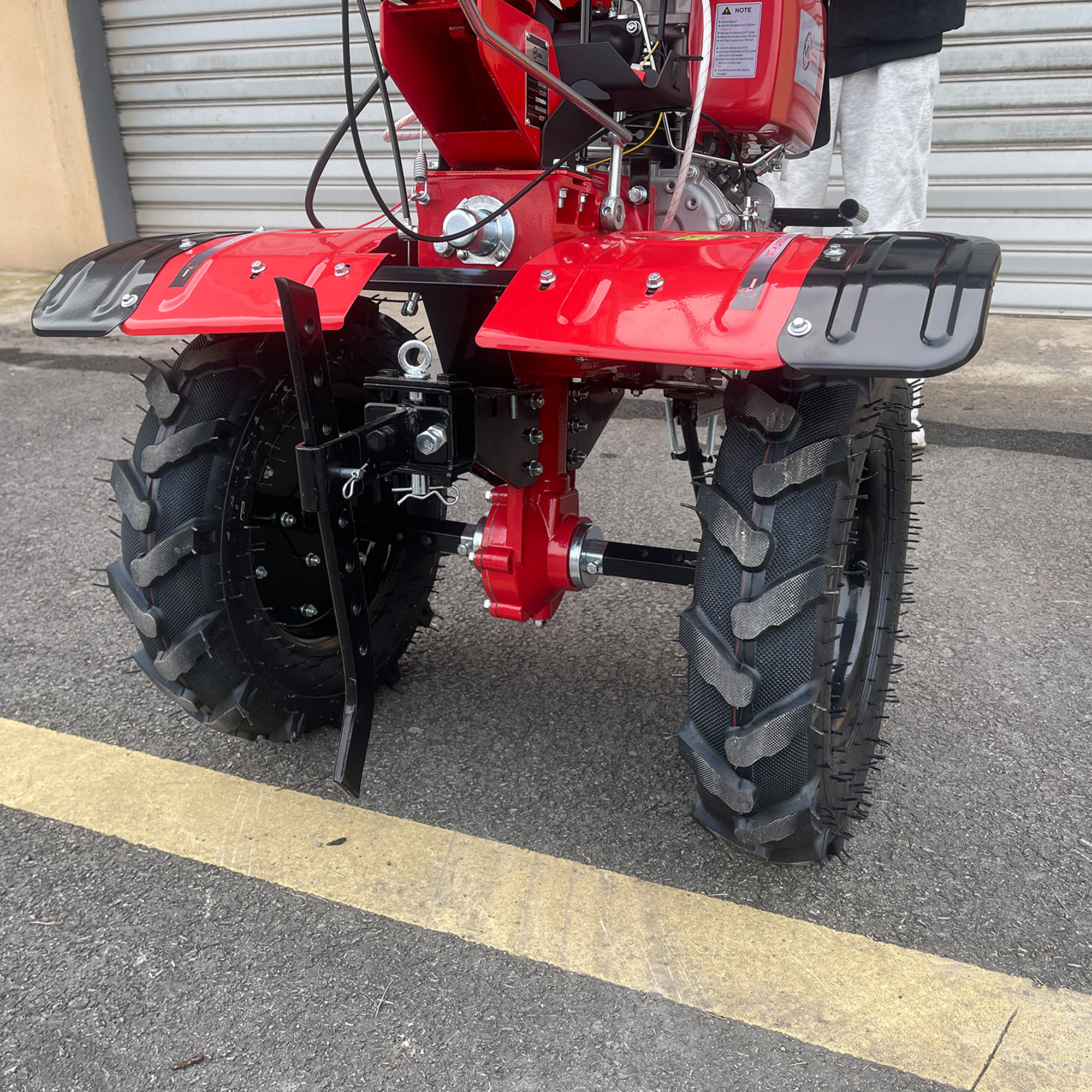 UPGRADED 15HP Diesel Tiller Engine Cover With Light BIG Tire & Bumper Engine 198F 32mm Shaft
