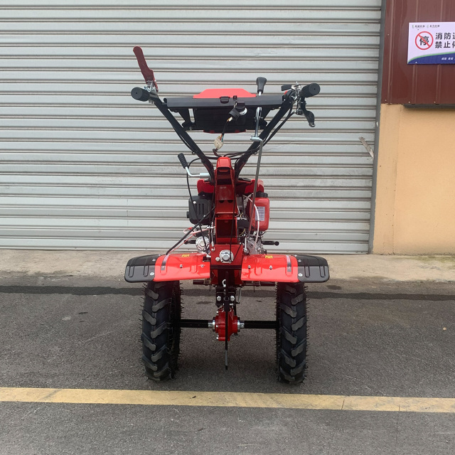 UPGRADED 12HP Diesel Tiller Engine Cover With Light BIG Tire & Bumper Engine 195F 32mm Shaft