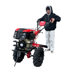 UPGRADED 15HP Diesel Tiller Engine Cover With Light BIG Tire & Bumper Engine 198F 32mm Shaft