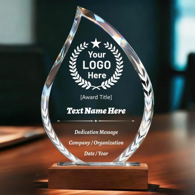 Crystal Award with Wooden Base