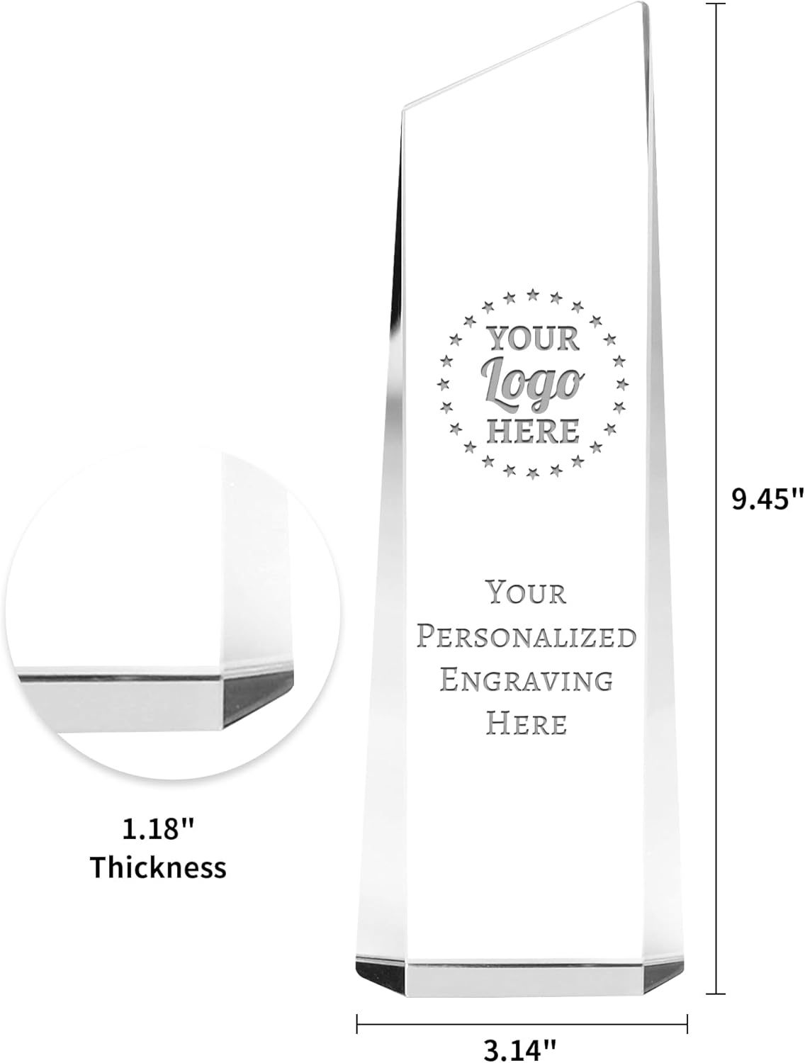 Base-Free Beveled Crystal Trophy