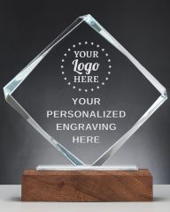 Crystal Award with Wooden Base