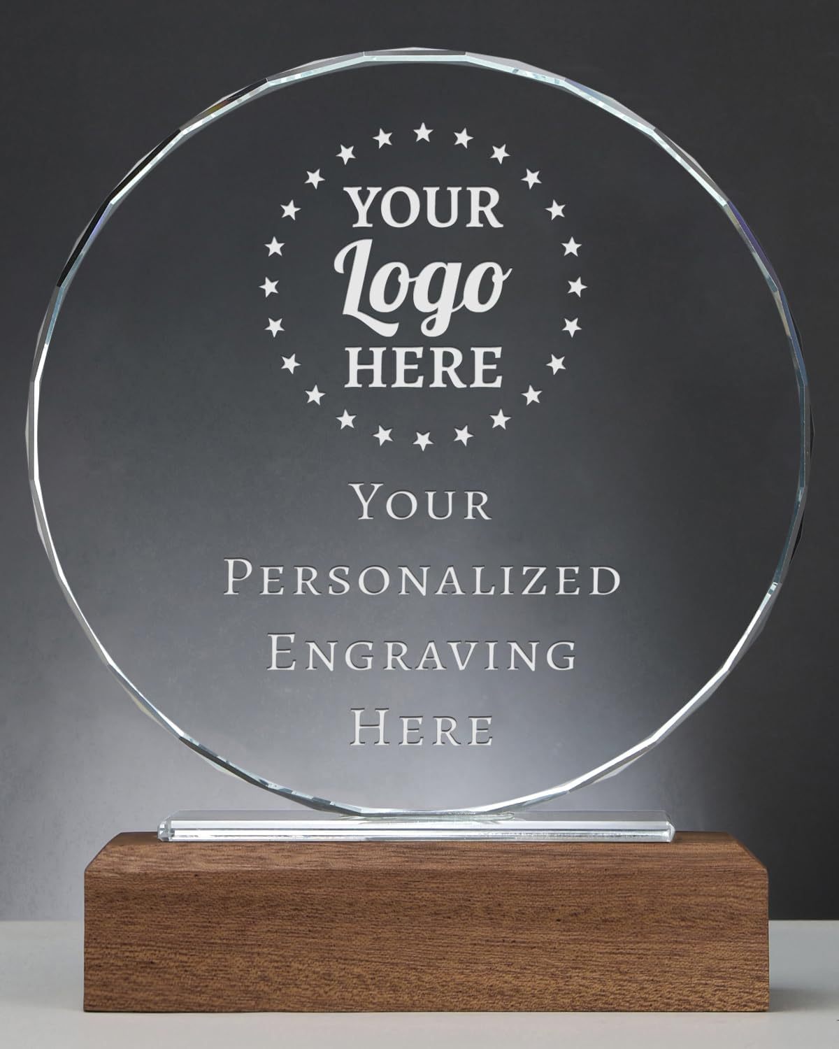 Crystal Award with Wooden Base