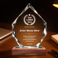 Crystal Award with Wooden Base