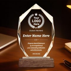 Crystal Award with Wooden Base