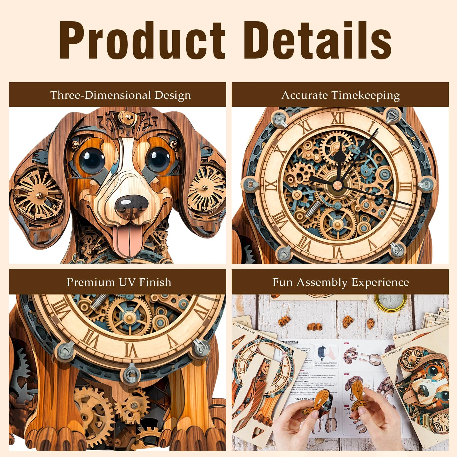 3D Wooden Puzzle Clock