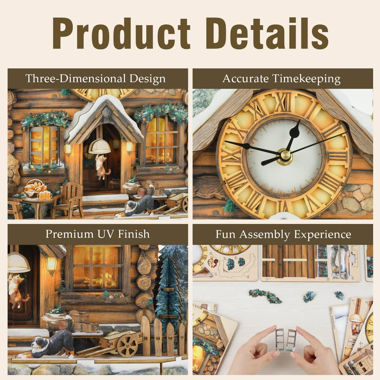 3D Wooden Puzzle Clock