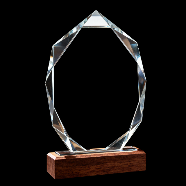 Crystal Award with Wooden Base