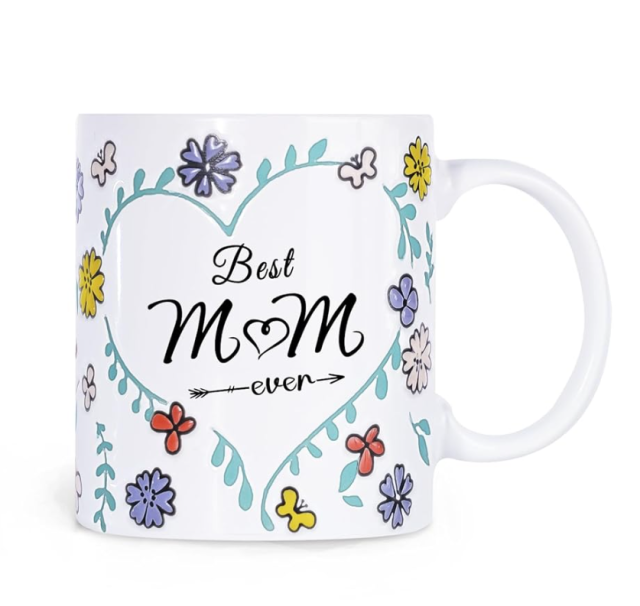 Custom Hand-Painted 3D Flower Ceramic Mug