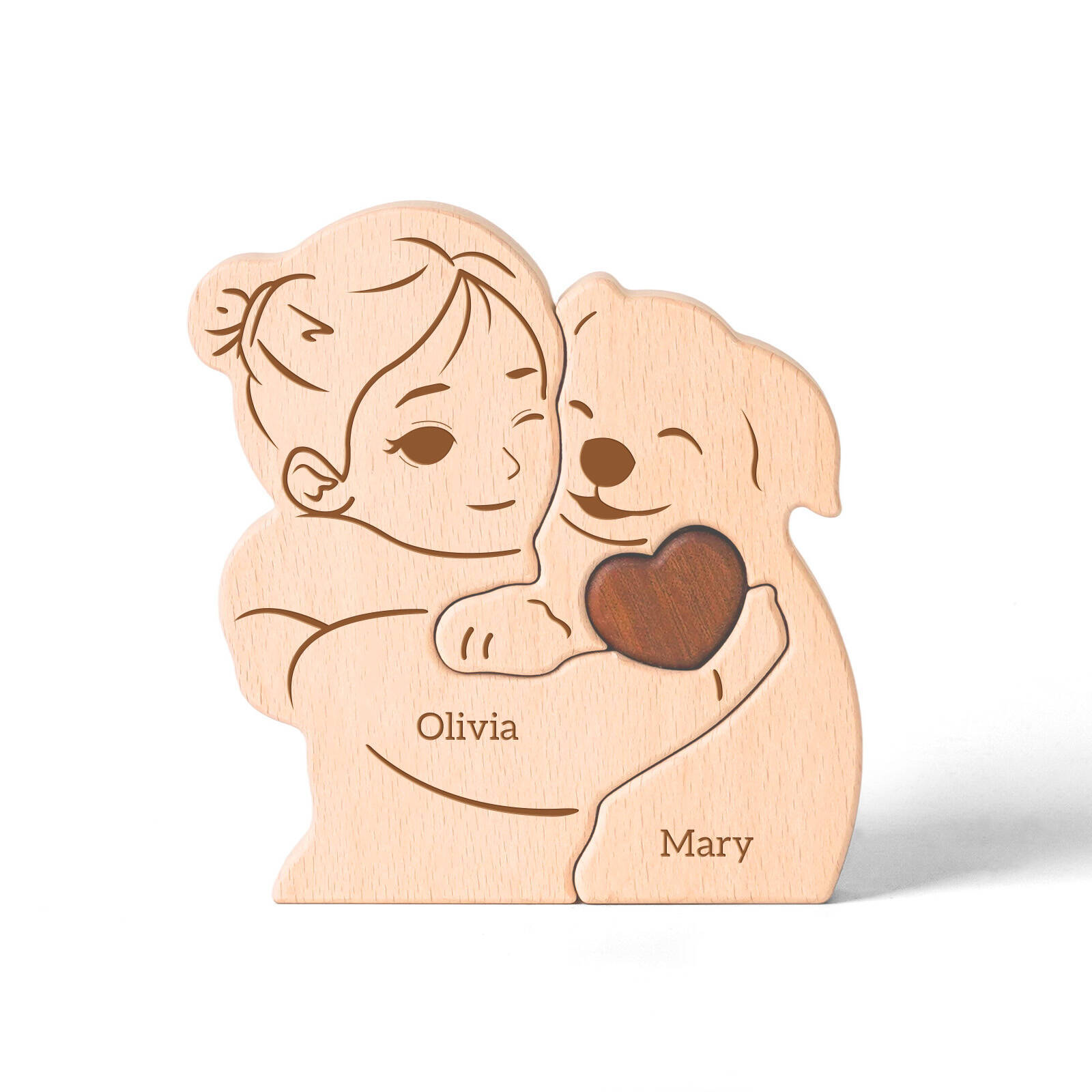 Custom Wooden Hugging Ornament