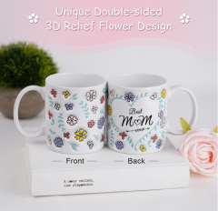 Custom Hand-Painted 3D Flower Ceramic Mug