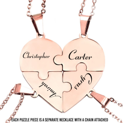 Custom Stainless Steel Heart Puzzle Necklace