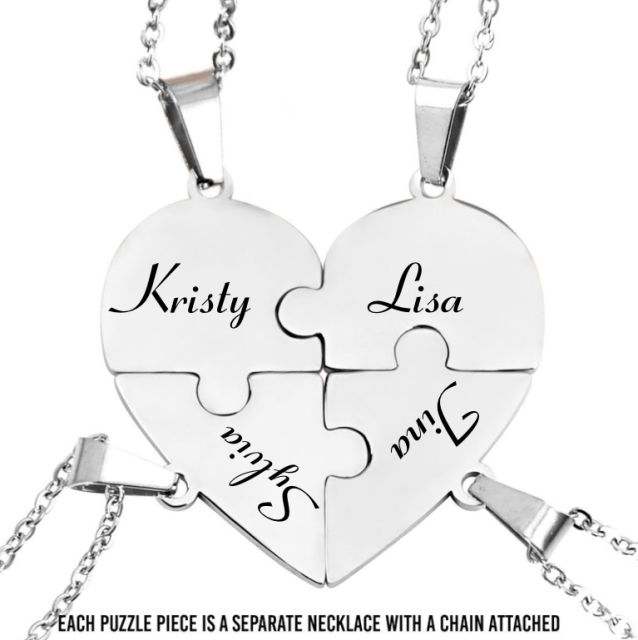 Custom Stainless Steel Heart Puzzle Necklace