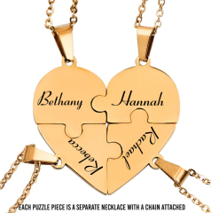 Custom Stainless Steel Heart Puzzle Necklace