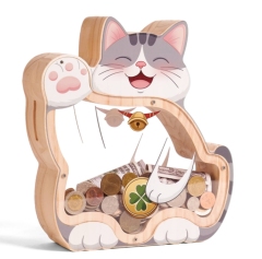 Double-Sided Transparent Wooden Piggy Bank