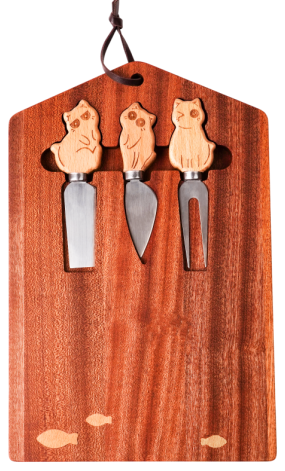 Sapele Wood Cutting Board with Knife
