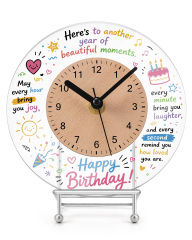 Custom Round Acrylic Desktop and Wall Clock with Wooden Dial