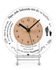 Custom Round Acrylic Desktop and Wall Clock with Wooden Dial