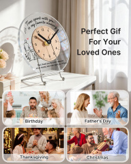 Custom Round Acrylic Desktop and Wall Clock with Wooden Dial