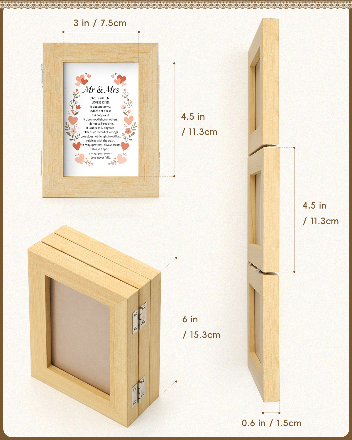 Custom Wooden Triple-Panel Photo Frame