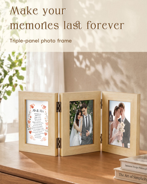 Custom Wooden Triple-Panel Photo Frame