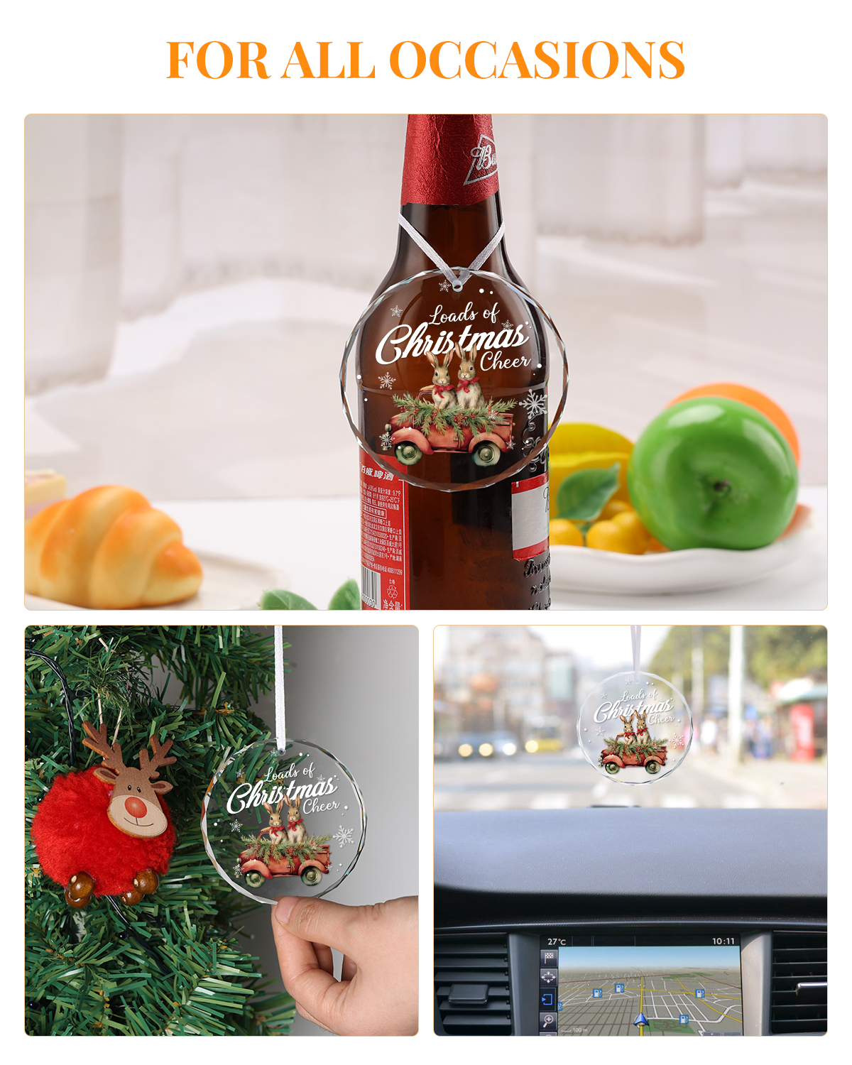 Custom Round Crystal Hanging Ornament