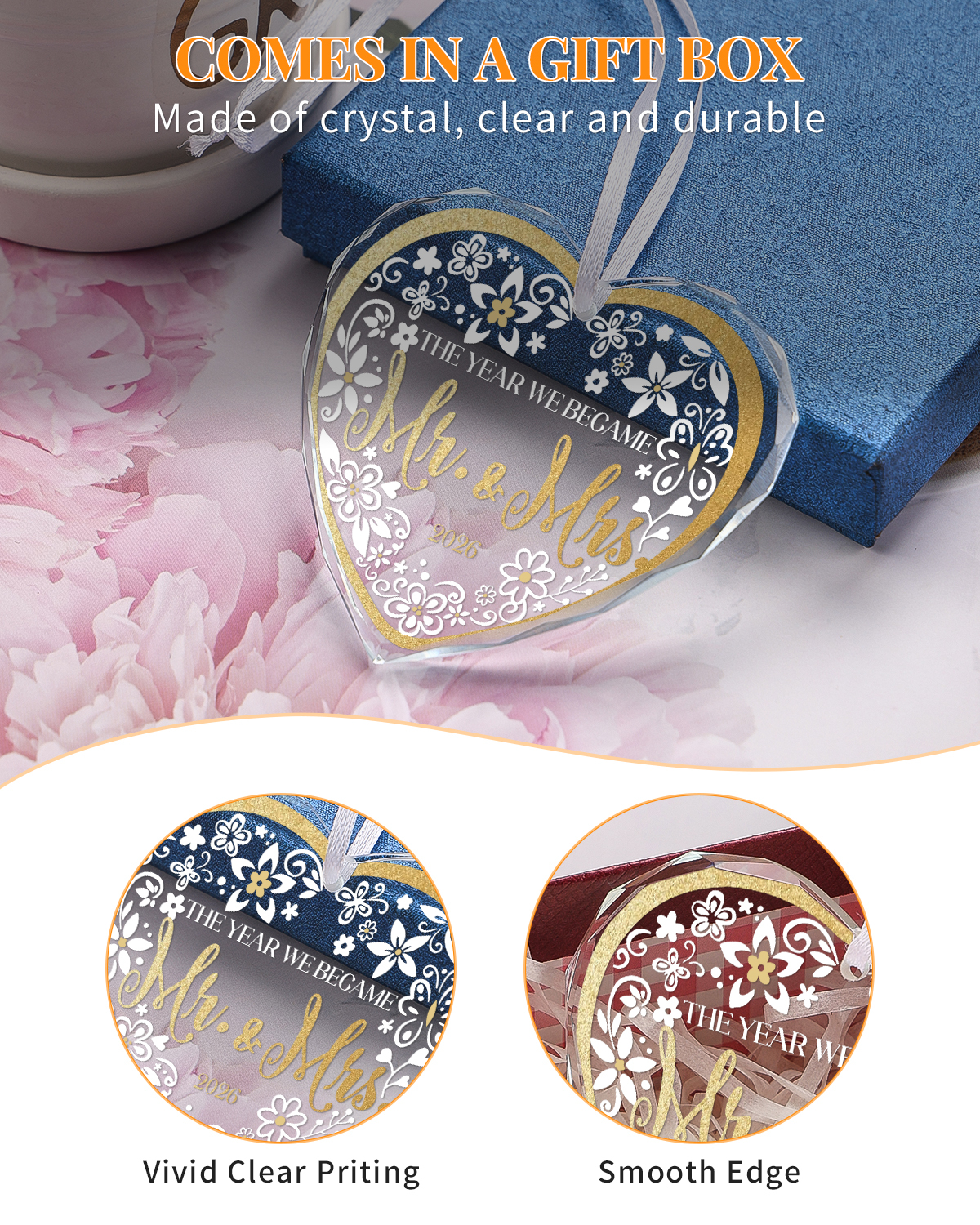 Custom Heart Crystal Hanging Ornament