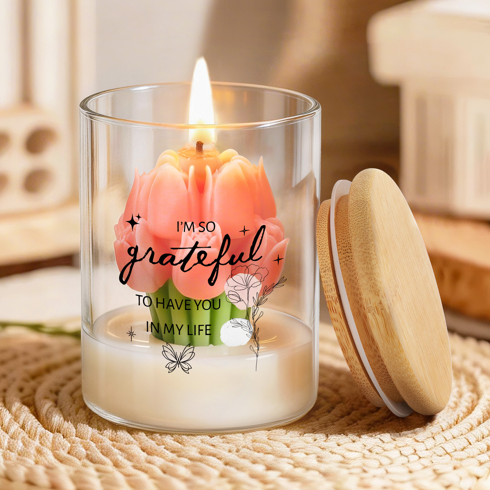 Custom Glass Jar Tulip Candle