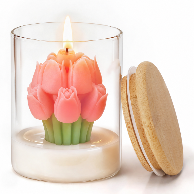 Custom Glass Jar Tulip Candle
