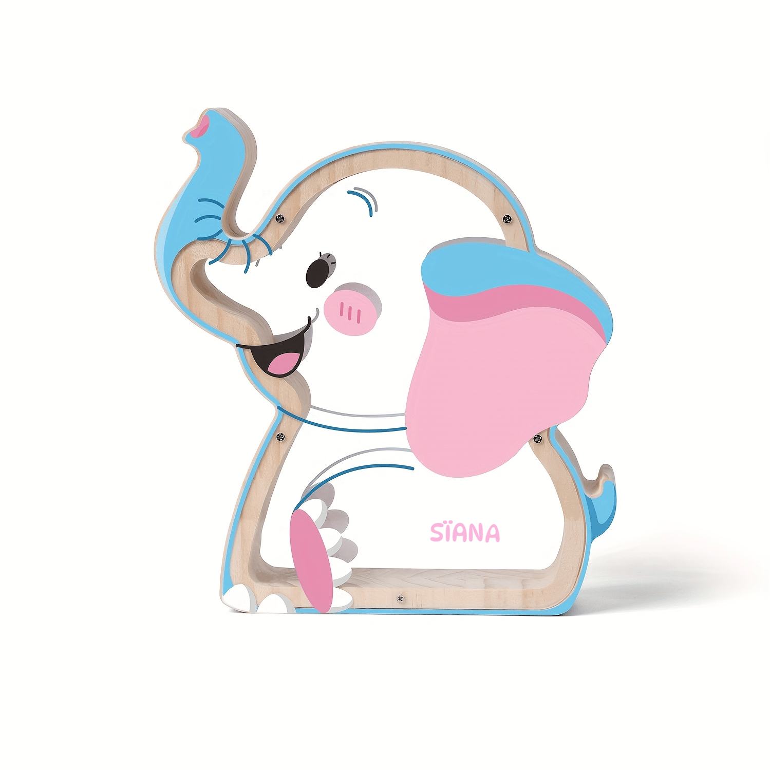 Double-Sided Transparent Wooden Piggy Bank