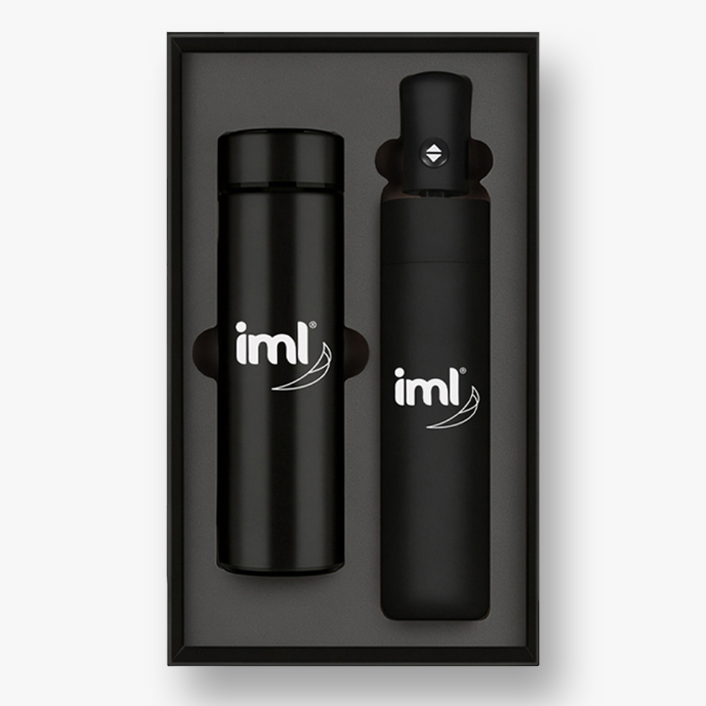 Black Business Travel Gift Set,450ml Insulated Tumbler, Automatic Umbrella