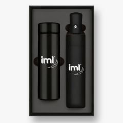 Black Business Travel Gift Set,450ml Insulated Tumbler, Automatic Umbrella
