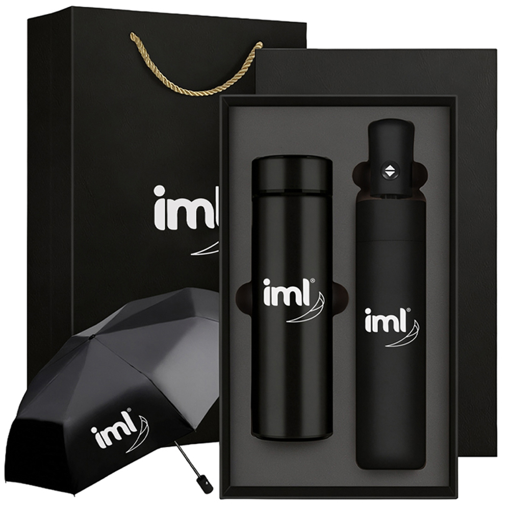 Black Business Travel Gift Set,450ml Insulated Tumbler, Automatic Umbrella