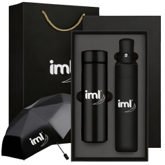 Black Business Travel Gift Set,450ml Insulated Tumbler, Automatic Umbrella