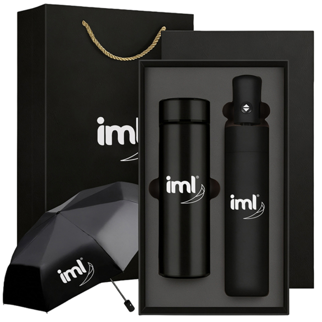 Black Business Travel Gift Set,450ml Insulated Tumbler, Automatic Umbrella