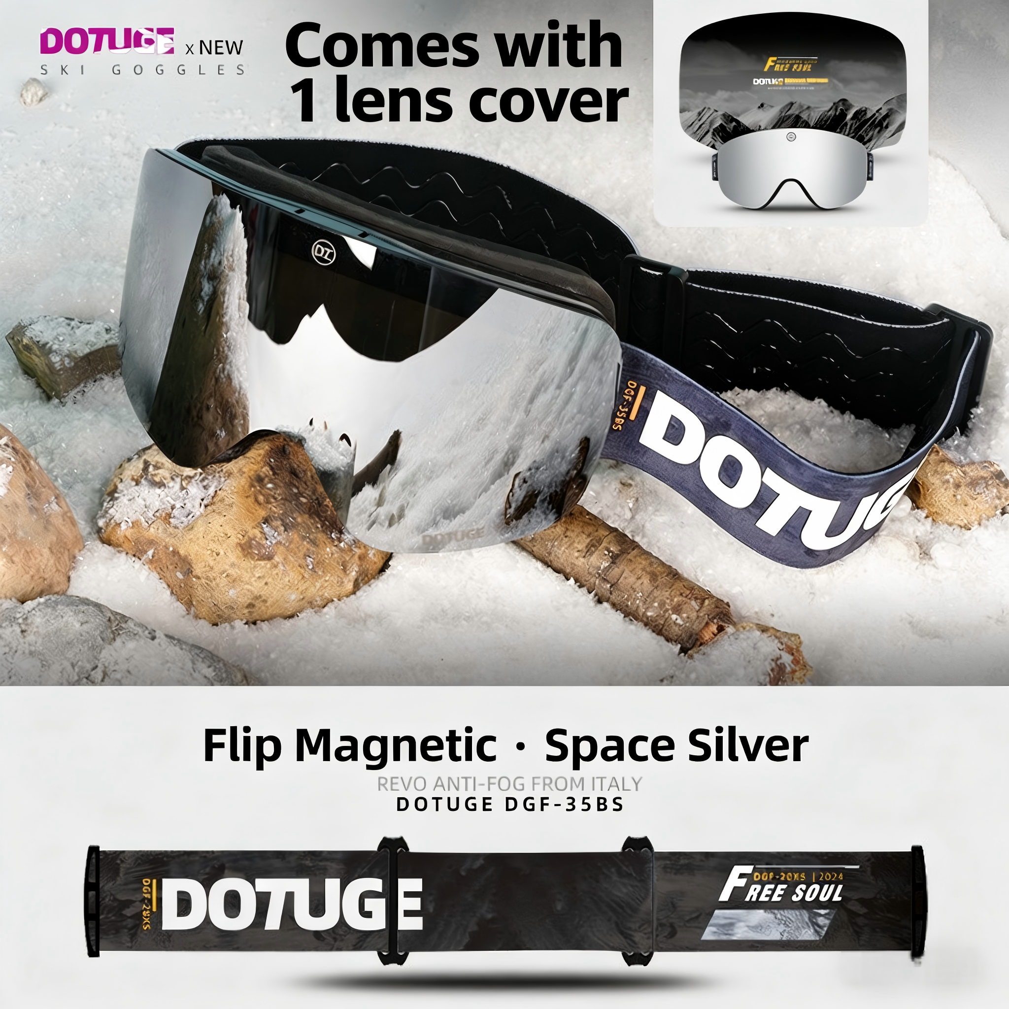 Ski Goggles/ Non mask fogging/ Dotuge