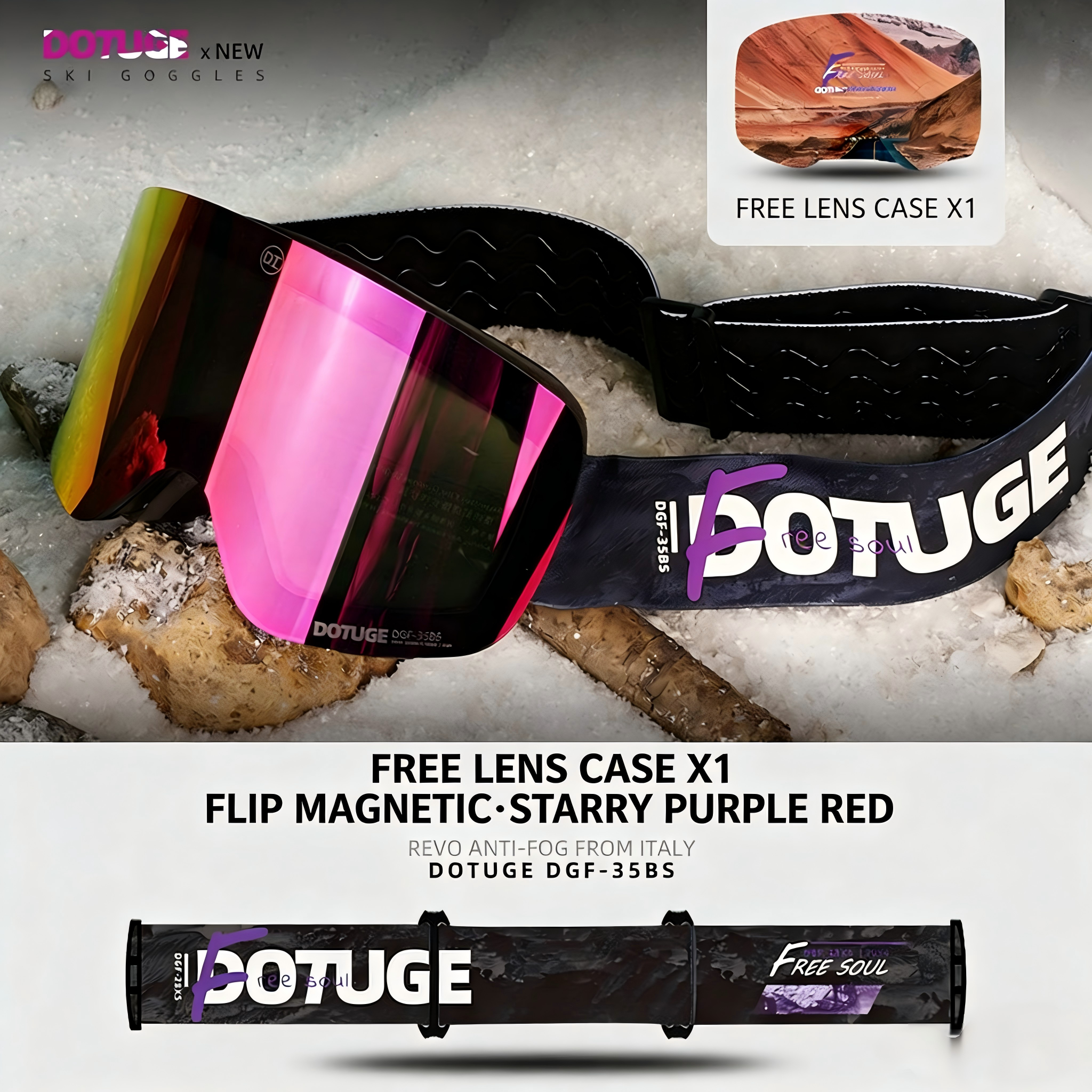 Ski Goggles/ Non mask fogging/ Dotuge