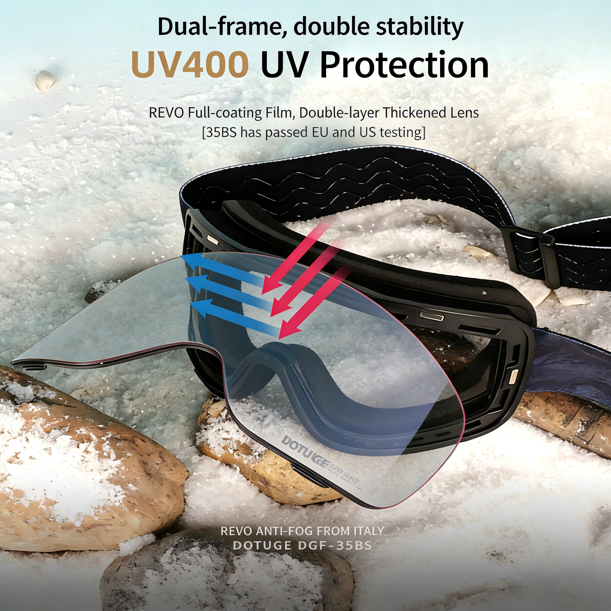 Ski Goggles/ Non mask fogging/ Dotuge