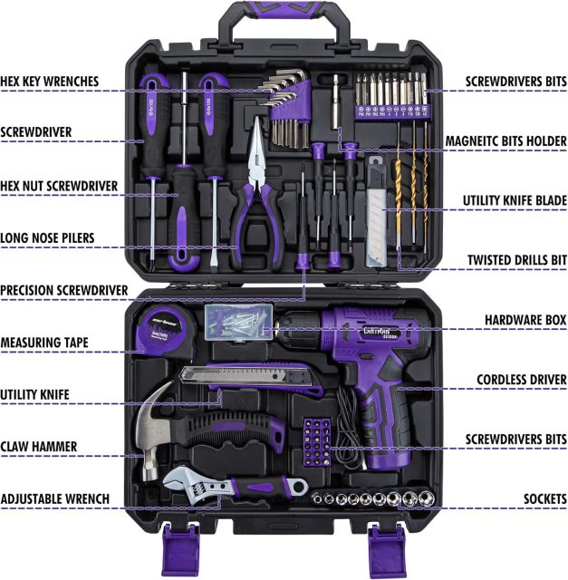 150 Piece tool set for cordless drill