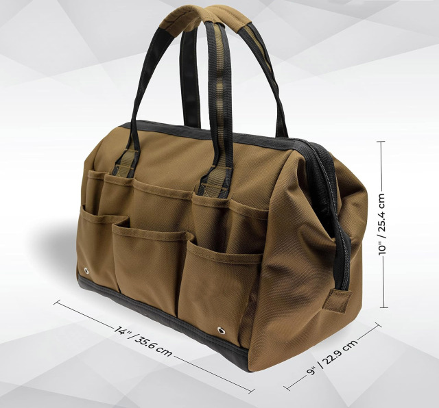 Wide-Mouth Tool Bag 14inch, Gear Bag, Multiple Purpose - for Plumbers, Electricians, Handymen Also Good for Daily Use