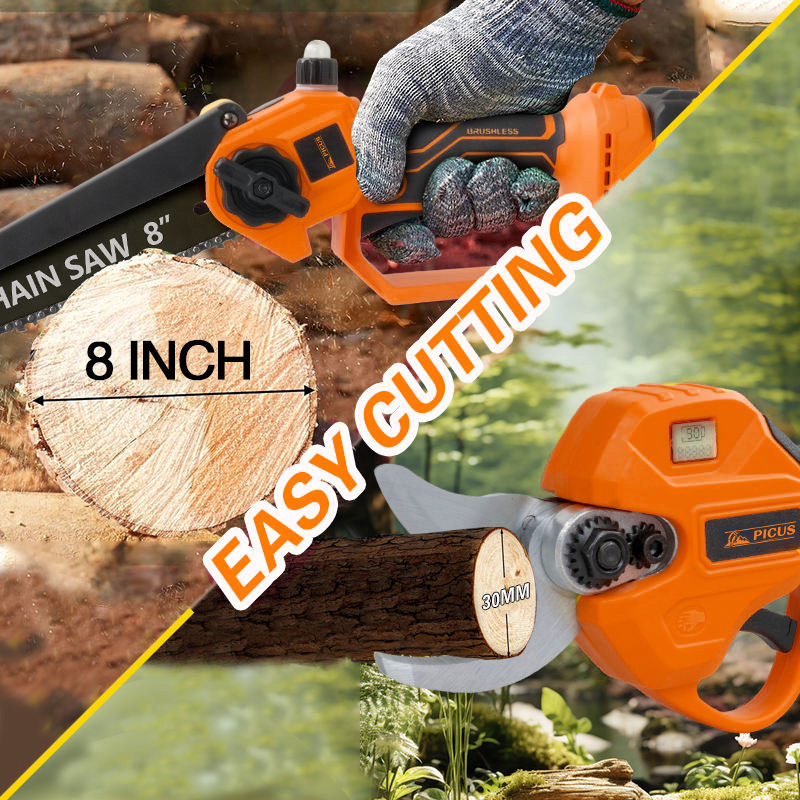 3 in 1 Power Tool Set Electric Chainsaw Pruning Shears With Telescopic Extension Rod for Garden Tree Branch Cutting