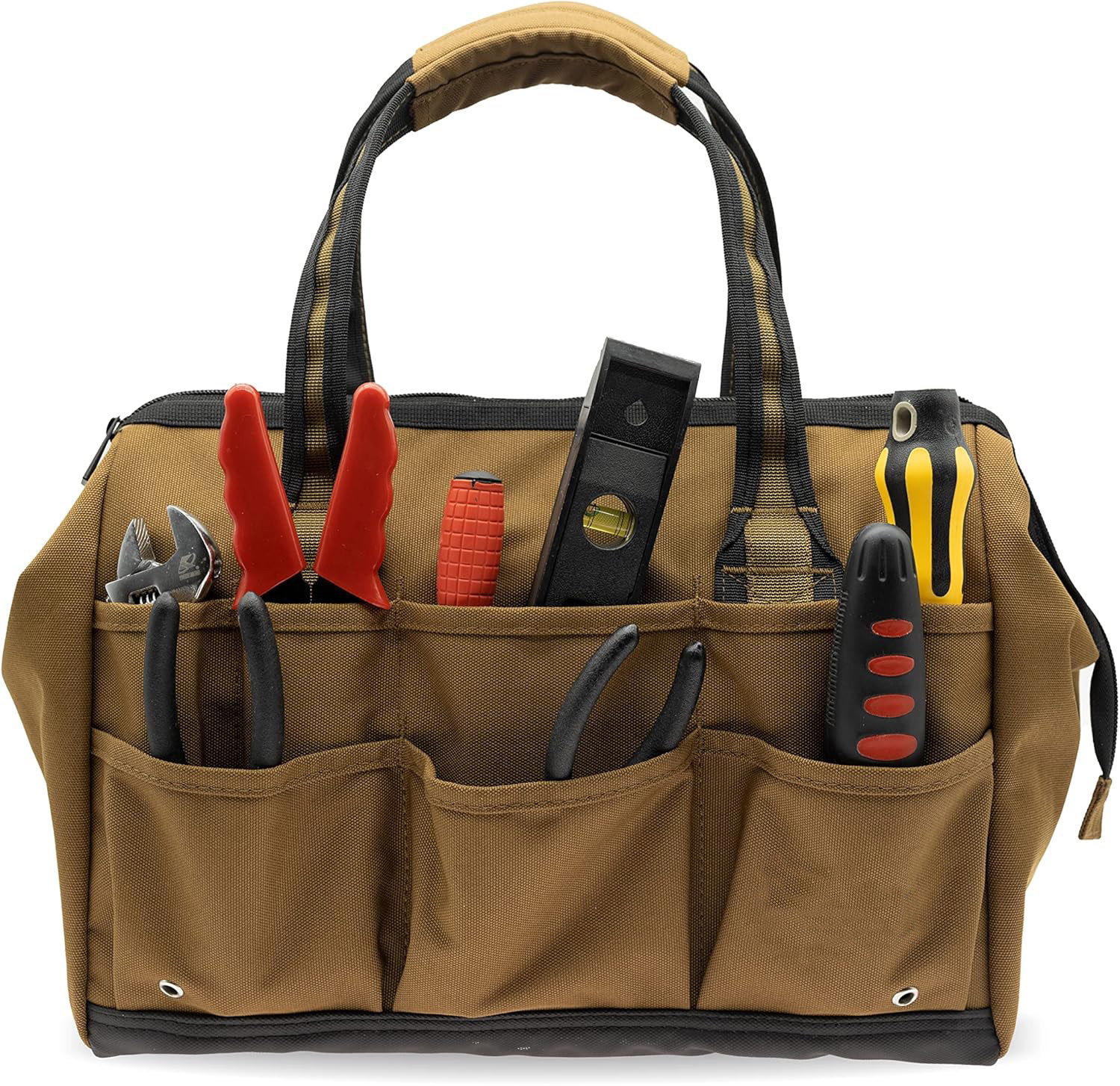 Wide-Mouth Tool Bag 14inch, Gear Bag, Multiple Purpose - for Plumbers, Electricians, Handymen Also Good for Daily Use