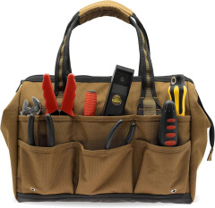 Wide-Mouth Tool Bag 14inch, Gear Bag, Multiple Purpose - for Plumbers, Electricians, Handymen Also Good for Daily Use