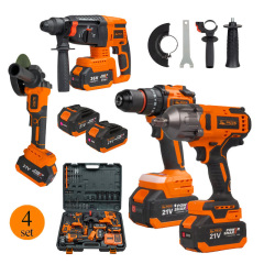 Professional Industrial Electric Plastic Box Power Kit for Combo Tool Set 4-in-1 Angle Grinder Impact Drill Hammer Wrench